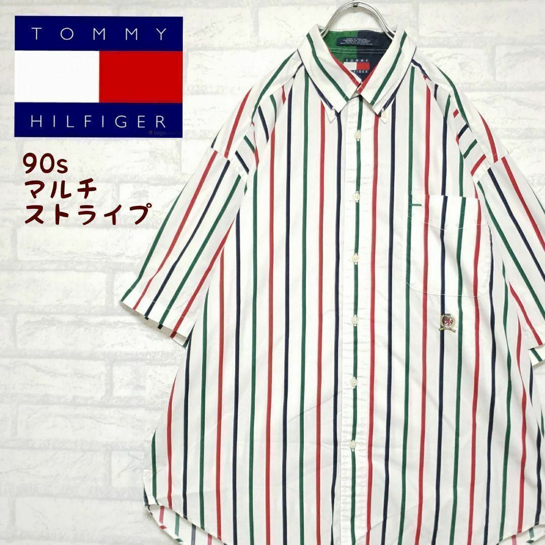 TOMMY HILFIGER(トミーヒルフィガー)のトミーヒルフィガー OLD TOMMY マルチストライプシャツ ビッグシルエット メンズのトップス(シャツ)の商品写真