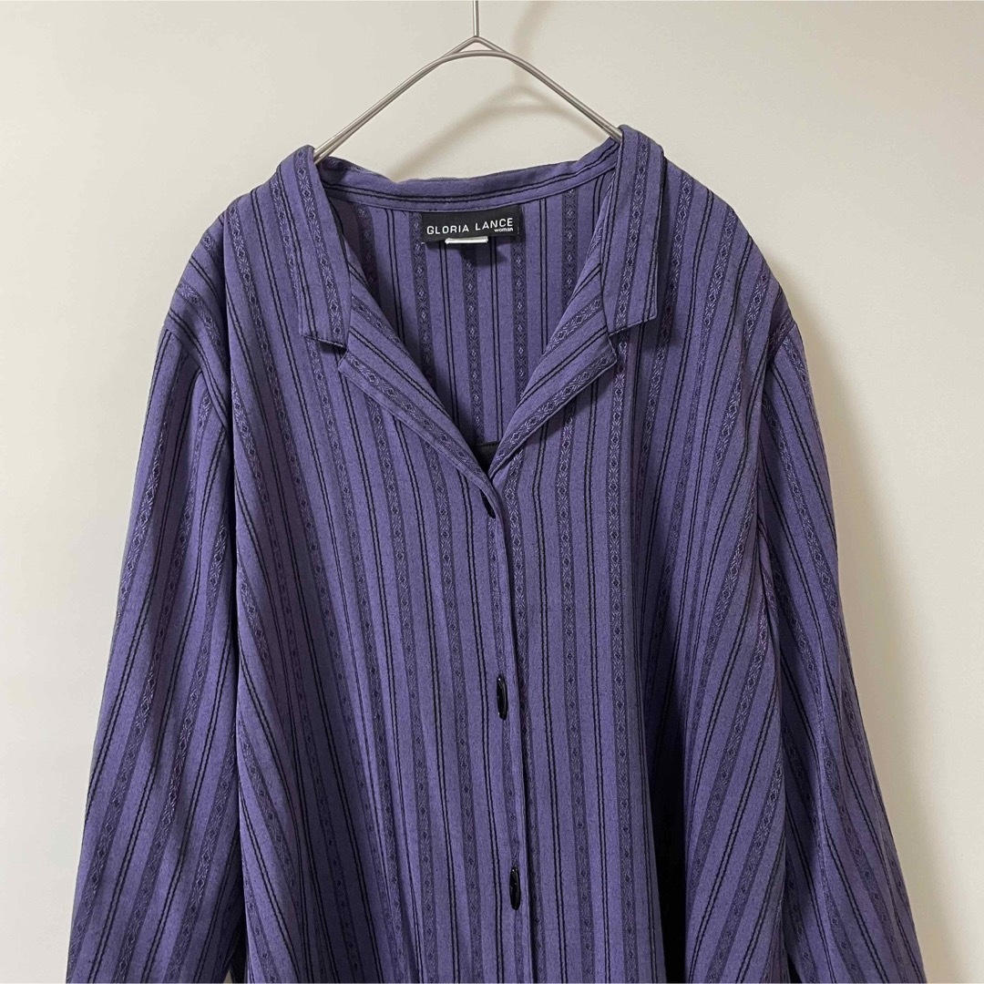 purple stripe shirt レディースのトップス(シャツ/ブラウス(長袖/七分))の商品写真