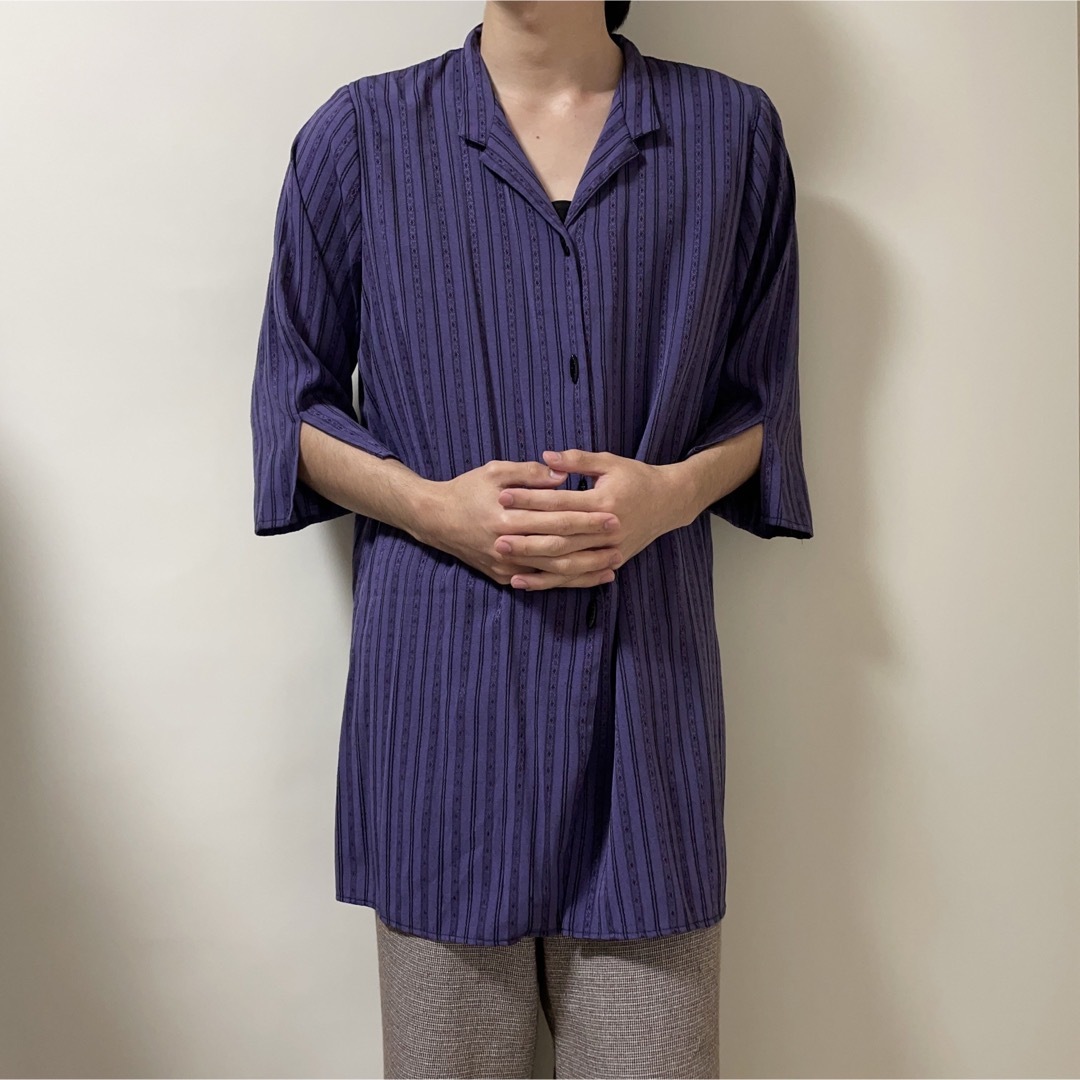 purple stripe shirt レディースのトップス(シャツ/ブラウス(長袖/七分))の商品写真