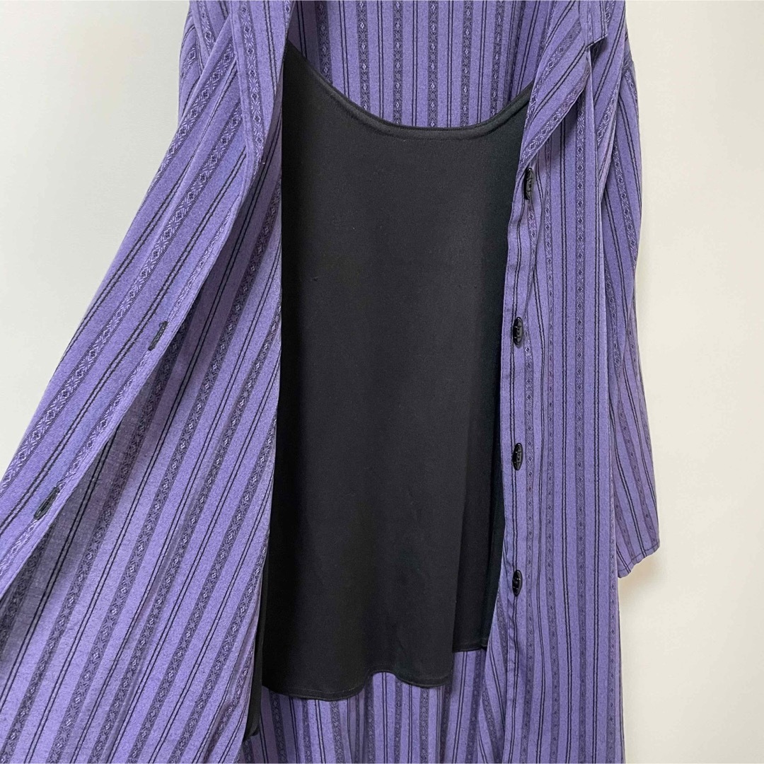 purple stripe shirt レディースのトップス(シャツ/ブラウス(長袖/七分))の商品写真