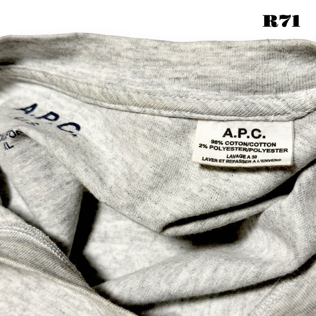 A.P.C(アーペーセー)の希少品！ A.P.C アーペーセー 半袖Tシャツ グレー 灰色 XL U.S.A メンズのトップス(Tシャツ/カットソー(半袖/袖なし))の商品写真