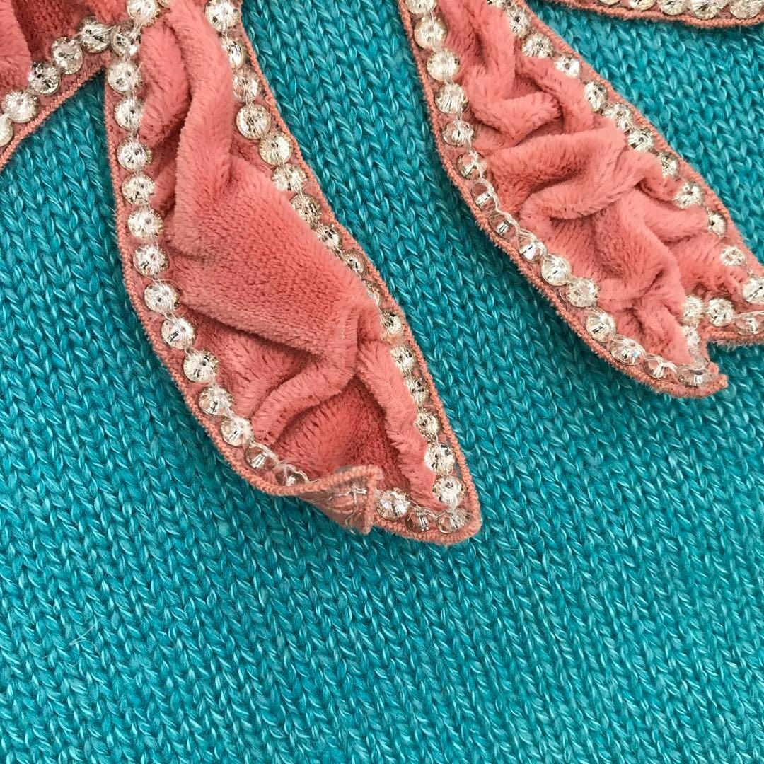 ☆美品☆GUCCI 半袖ニット カシミア シルク ラインストーン リボン