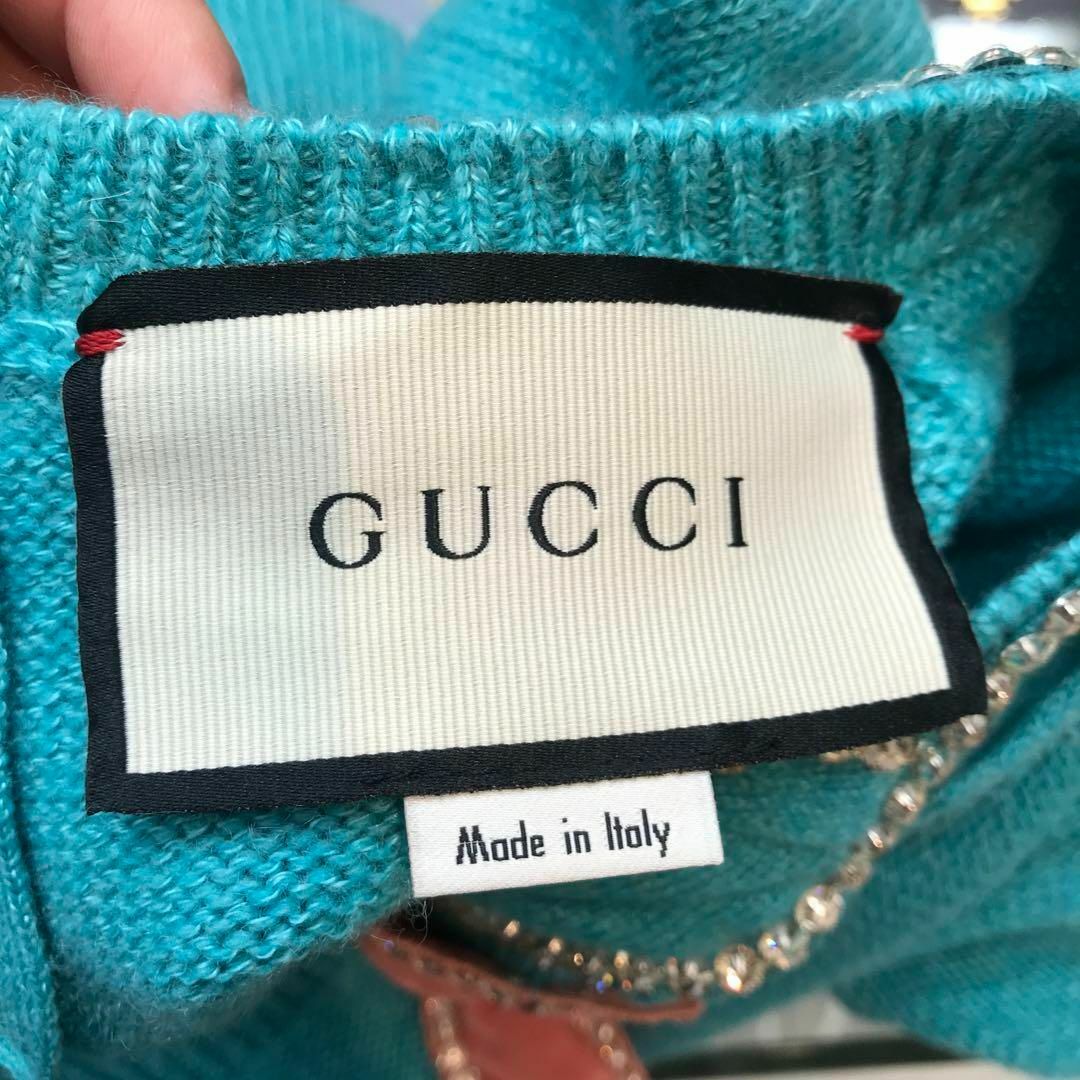 ☆美品☆GUCCI 半袖ニット カシミア シルク ラインストーン リボン