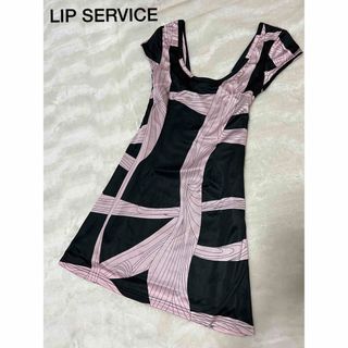 リップサービス(LIP SERVICE)のLIP SERVICE リップサービス ミニ ワンピース S ピンクブラック 柄(ミニワンピース)