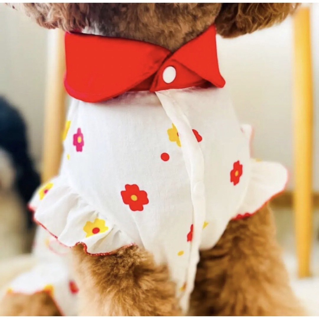 【ペット用】大型犬用ペット服花柄ノースリーブドレス　6XL