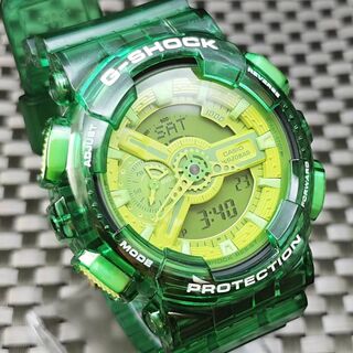 カシオ(CASIO)のG-SHOCK GA-110B キャンディグリーンベゼル・ベルト+メタル遊環(腕時計(アナログ))