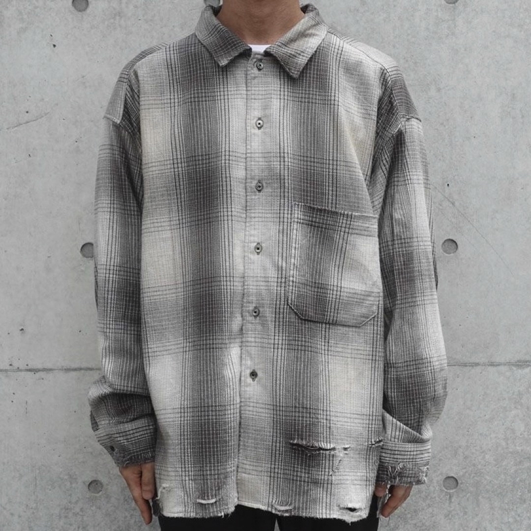 ANCELLM DAMAGED FLANNEL CHECK SHIRTの通販 by NEED's shop｜ラクマ