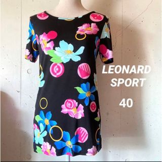 レオナール(LEONARD)のLEONARD SPORT レオナール フラワーモチーフ カットソー 半袖 40(カットソー(半袖/袖なし))