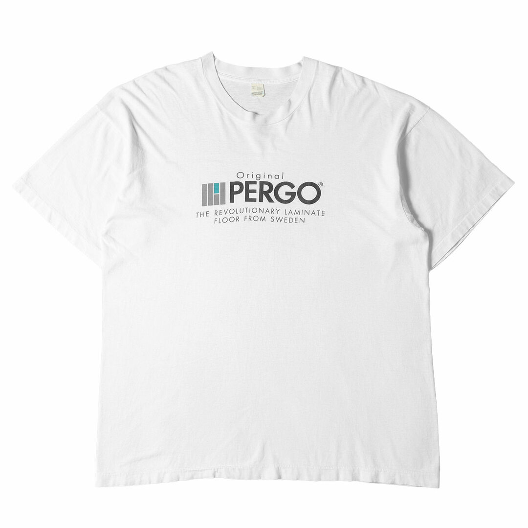 80s PERGO 企業ロゴ クルーネック 半袖 Tシャツ 90年代 SCREEN STARS スクリーンスターズ ペルゴ ホワイト 白 XL U.S.VINTAGE U.S. ヴィンテージ  アメカジ トップス カットソー 【メンズ】