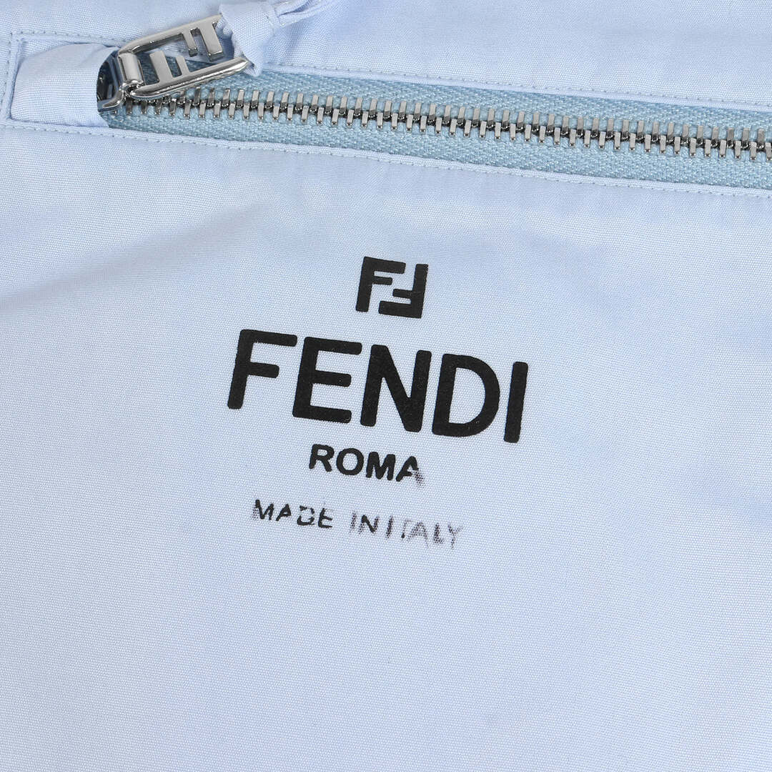 FENDI フェンディ シャツ サイズ:39 23SS ロゴプリント ジップポケット 比翼 長袖 シャツ F51098 AN08 ドレス ブロード ブルー イタリア製 ブランド トップス カジュアルシャツ 【メンズ】【美品】