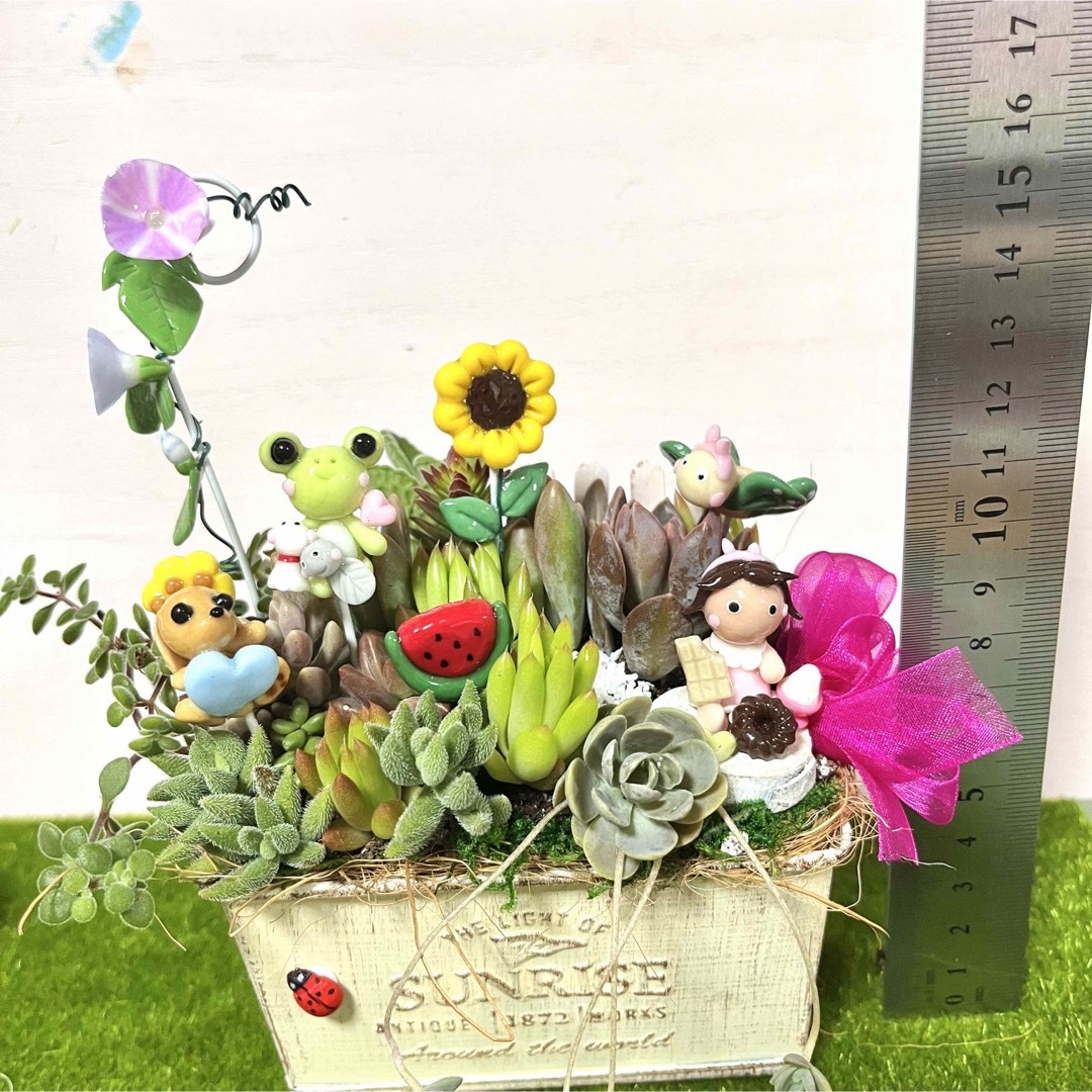 〜そのまま飾れる〜多肉植物寄せ植え(樹脂粘土レジン)粘土細工