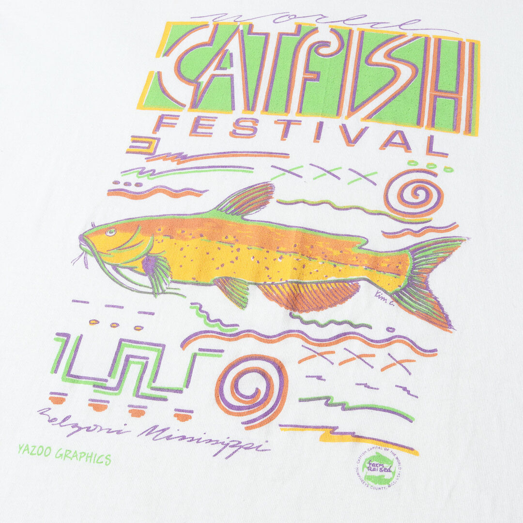 90s CATFISH FESTIVAL アート クルーネック ロングスリーブ Tシャツ 90年代 Hanes ヘインズ 魚 ナマズ アニマル ホワイト 白 XL トップス カットソー 長袖  90s - 00s ヴィンテージ Vintage / Used 【メンズ】 3