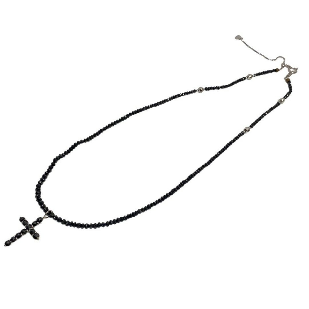 計21ct!K18WG ブラックダイヤモンドクロス&チェーンネックレス 18金-
