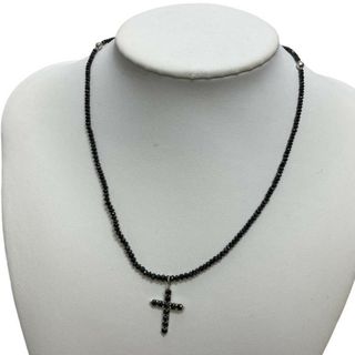 計21ct!K18WG ブラックダイヤモンドクロス&チェーンネックレス 18金