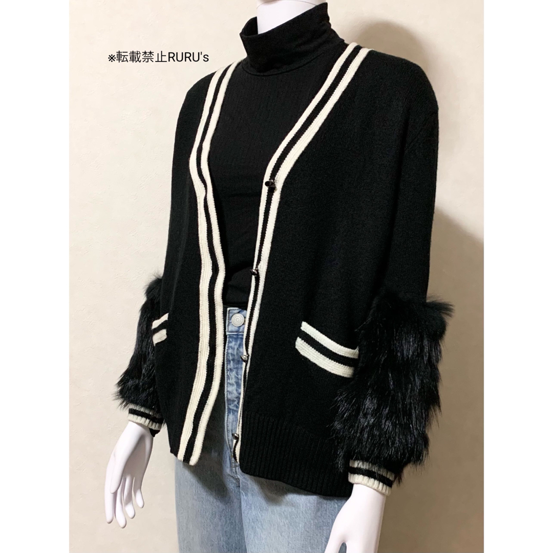 再再販！ 新品 alice+olivia フォックスファー×ストライプライン