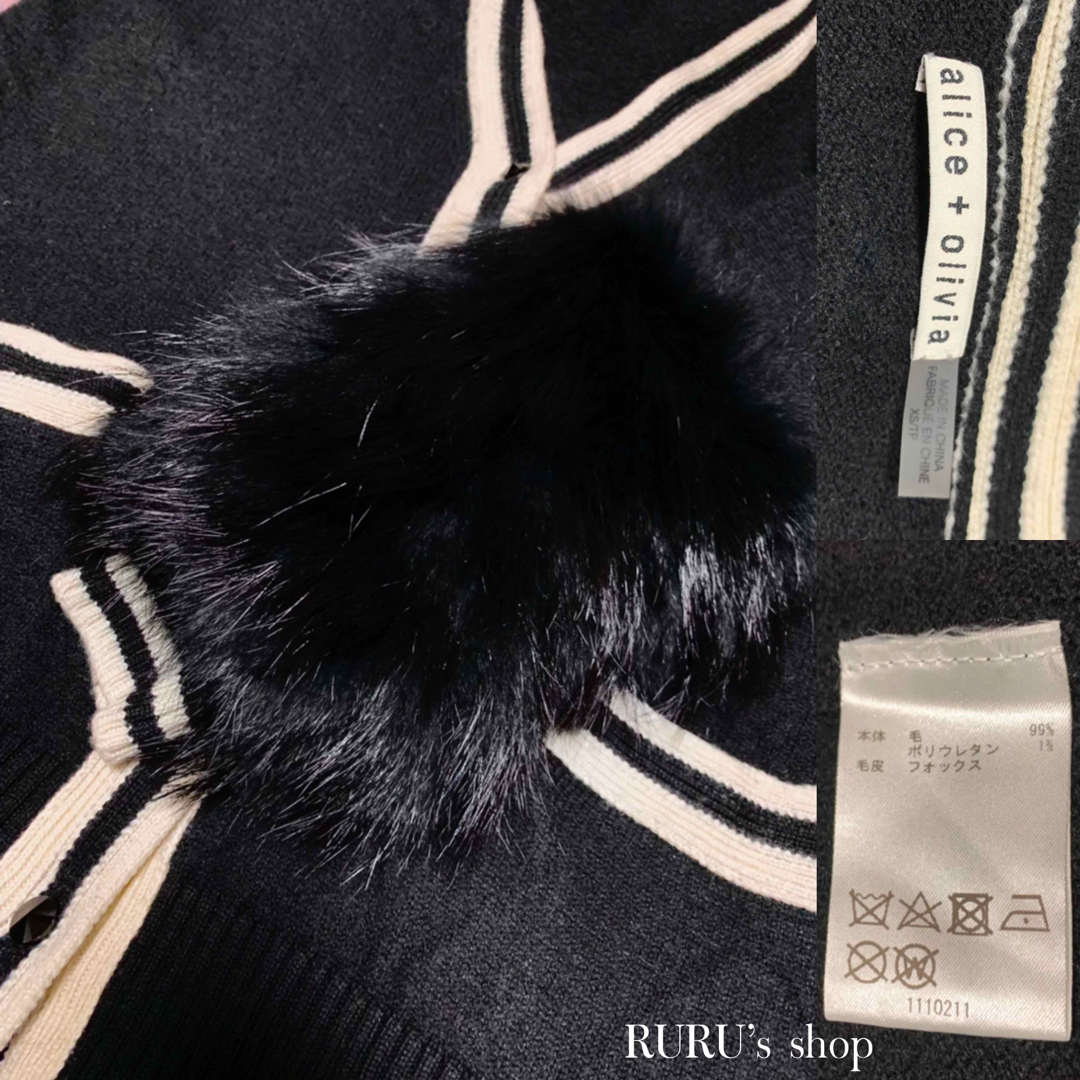 Alice+Olivia - 新品 alice+olivia フォックスファー×ストライプライン