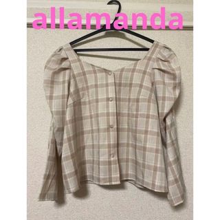 アラマンダ(allamanda)のallamandaトップスチェック柄(カットソー(長袖/七分))