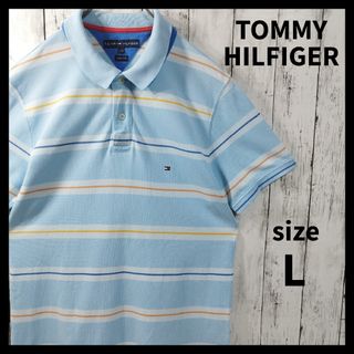 トミーヒルフィガー(TOMMY HILFIGER)の【TOMMY HILFIGER】ボーダー柄鹿子ポロシャツ　半袖　襟レイヤード　夏(ポロシャツ)