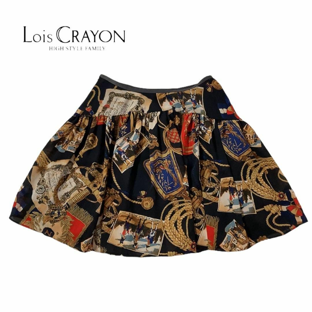 Lois CRAYON ロイスクレヨン スカート フレア シフォン 柄 M - ひざ丈 