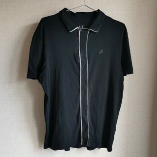 アルマーニエクスチェンジ(ARMANI EXCHANGE)のアルマーニエクスチェンジ ジップポロシャツ　黒　М　メンズ(ポロシャツ)