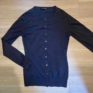 ジョンスメドレー(JOHN SMEDLEY)の美品【ジョンスメドレー】薄手カーディガン　ウォッシャブル！紺　Sサイズ(カーディガン)