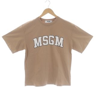 エムエスジイエム(MSGM)のエムエスジーエム MSGM Tシャツ クルーネック 半袖 ロゴ S ベージュ 白(Tシャツ(半袖/袖なし))