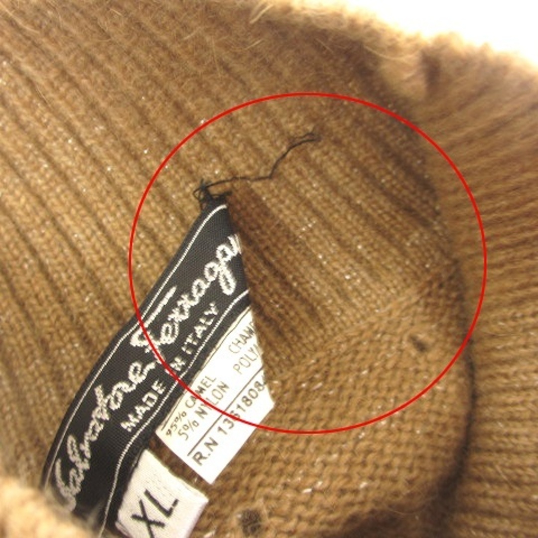 サルヴァトーレフェラガモ ニット セーター 半袖 ラメ キャメル ベージュ XL