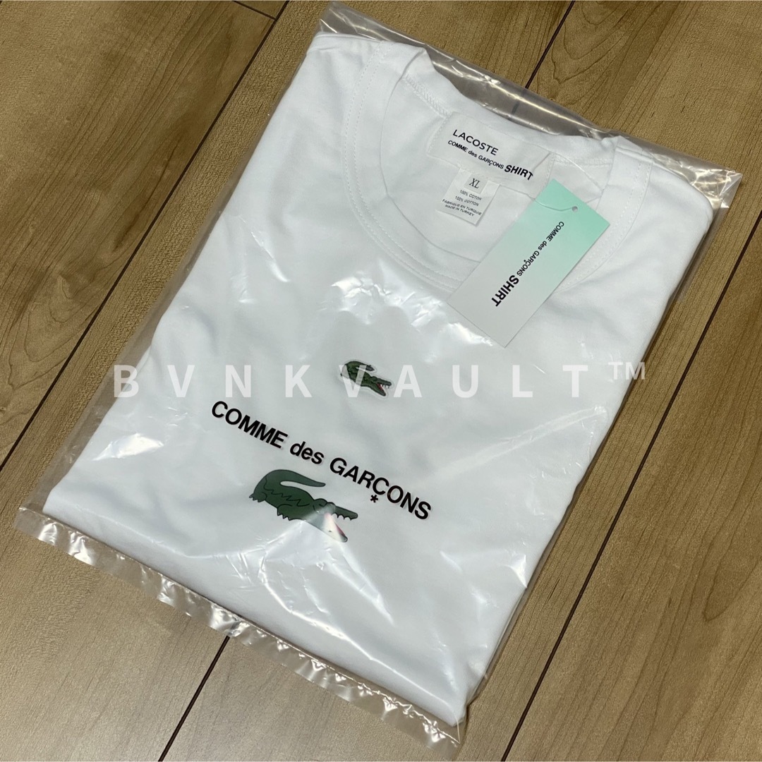 【白XL】 コムデギャルソンシャツ LACOSTE ラコステ 5連ワニ Tシャツ