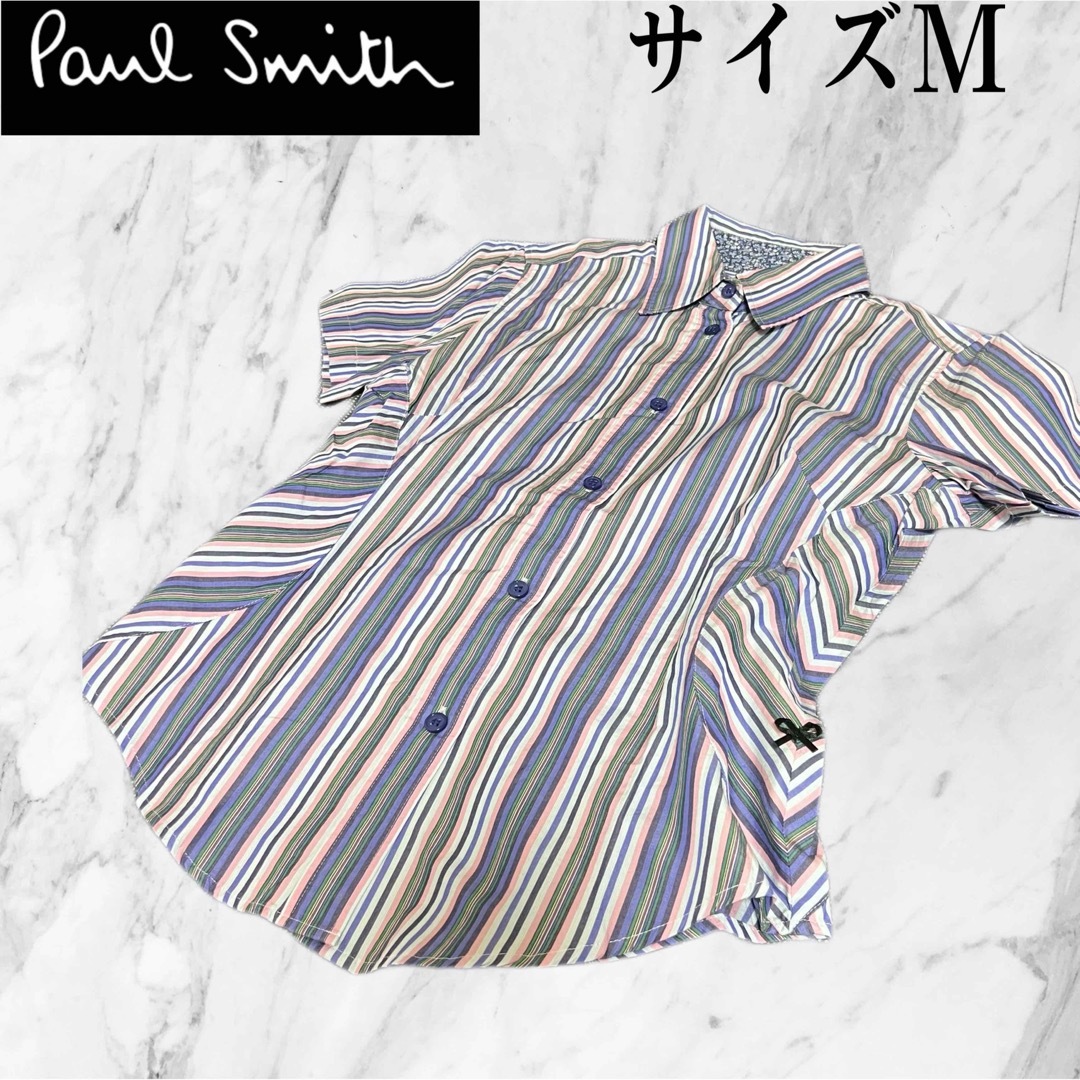 Paul Smith(ポールスミス)の【良品】Paul Smith BLACK マルチストライプ　花柄シャツ　サイズM レディースのトップス(シャツ/ブラウス(半袖/袖なし))の商品写真