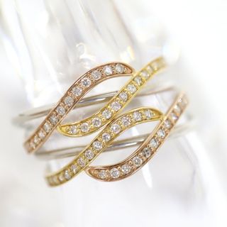 【Jewelry】K18YG K18PG K18WG 3カラーダイヤリング D0.25ct/hm09371ik(リング(指輪))