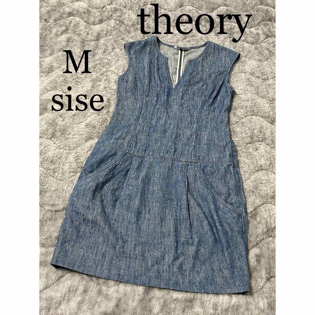 theory(セオリー)のセオリー　デニムワンピース　ノースリーブ　M 夏服　ヴィンテージ レディースのワンピース(ミニワンピース)の商品写真