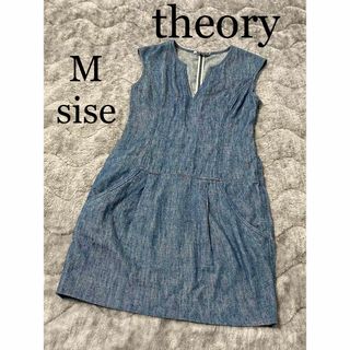 セオリー(theory)のセオリー　デニムワンピース　ノースリーブ　M 夏服　ヴィンテージ(ミニワンピース)