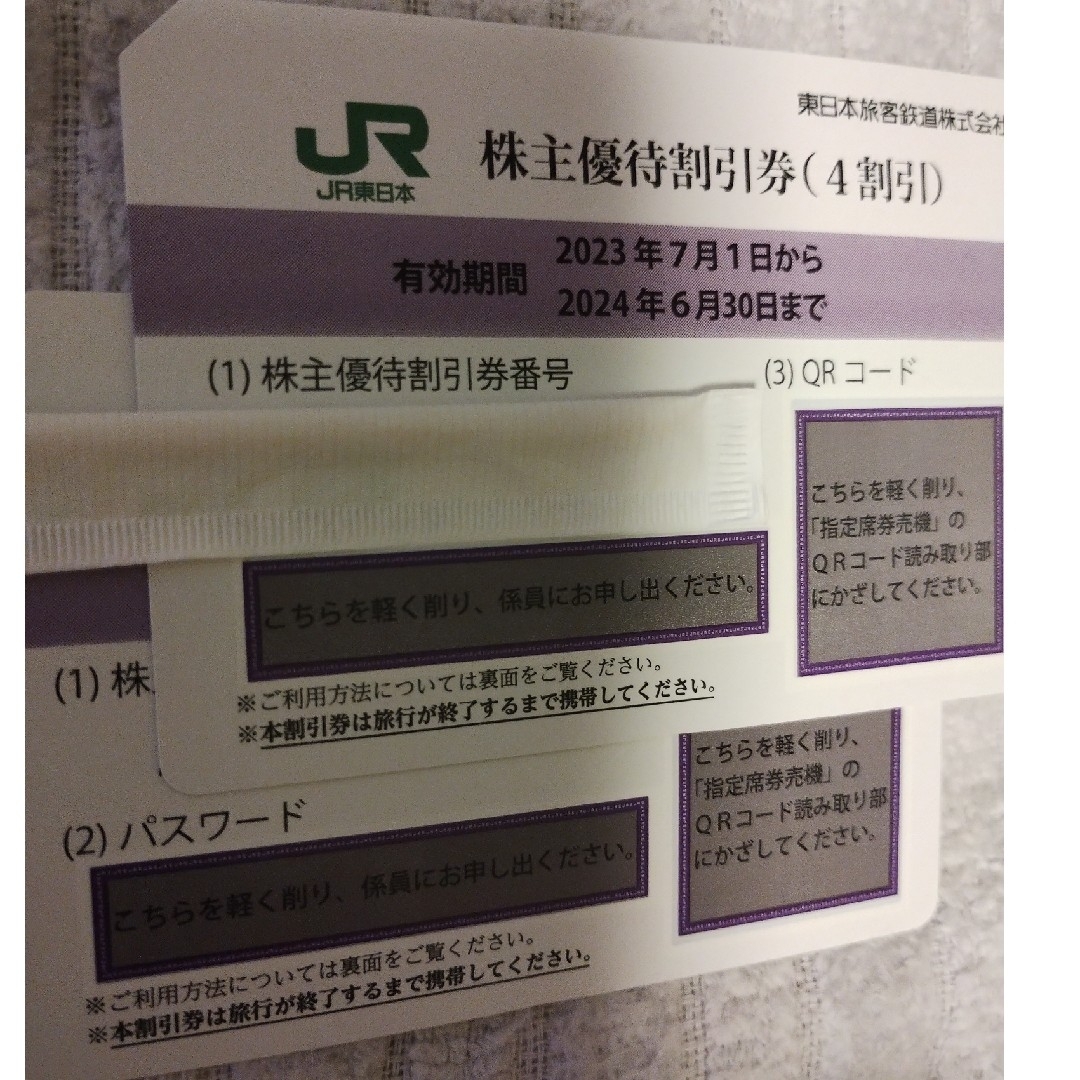 JR東日本株主優待割引券2枚