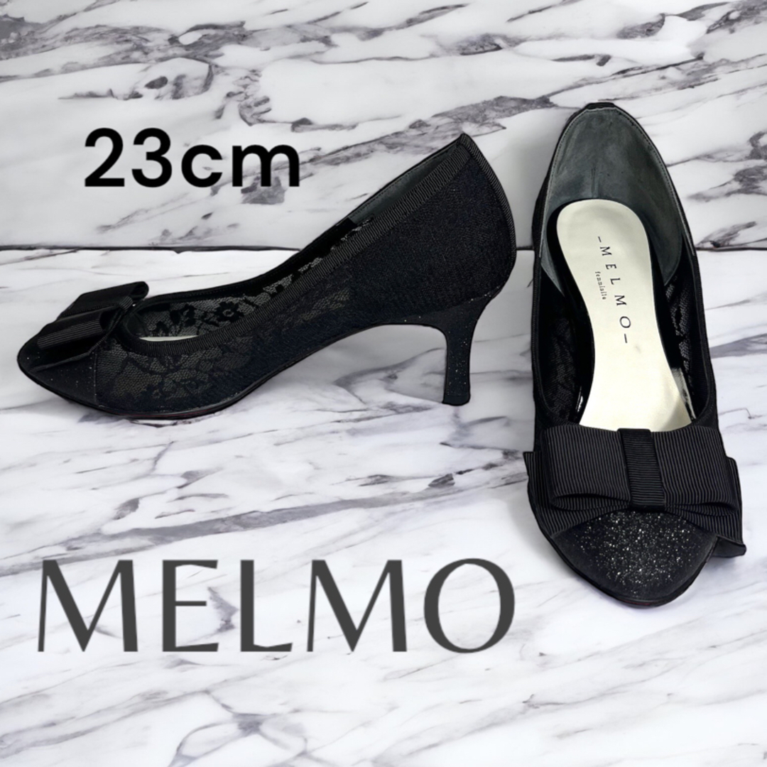 ✴︎極美品✴︎メルモ MELMO リボンモチーフチュールパンプス ブラック