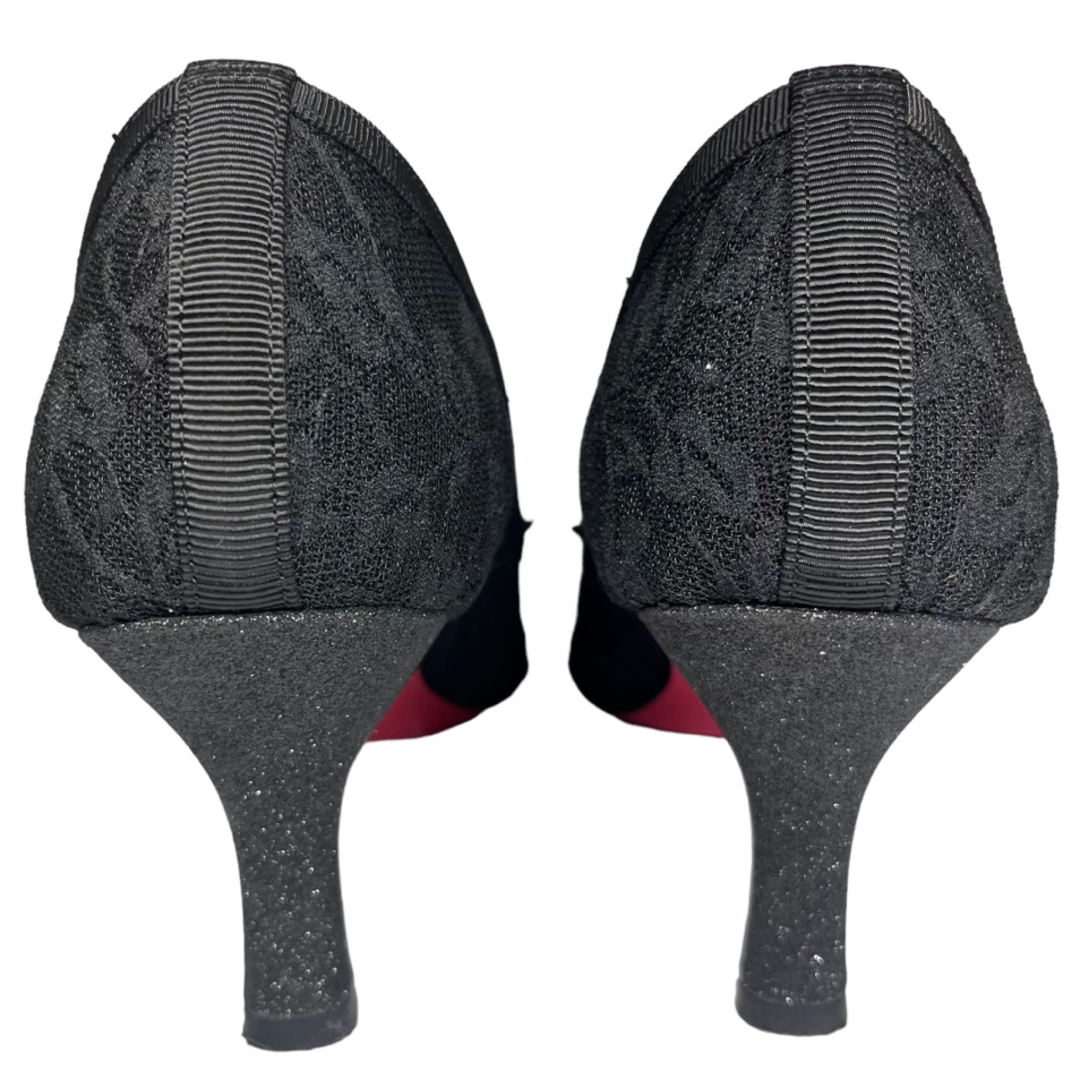 MELMO(メルモ)の✴︎極美品✴︎メルモ MELMO リボンモチーフチュールパンプス ブラック レディースの靴/シューズ(ハイヒール/パンプス)の商品写真