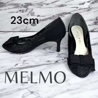 メルモ(MELMO)の✴︎極美品✴︎メルモ MELMO リボンモチーフチュールパンプス ブラック(ハイヒール/パンプス)