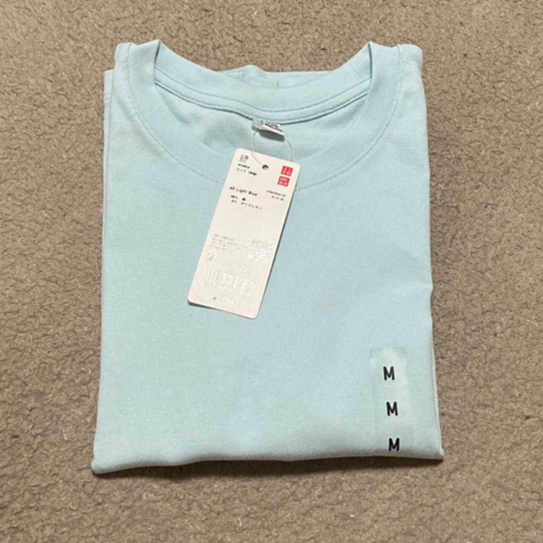 UNIQLO(ユニクロ)の新品　ユニクロ　ミニT　M ブルー　チビT水色　半袖 レディースのトップス(Tシャツ(半袖/袖なし))の商品写真