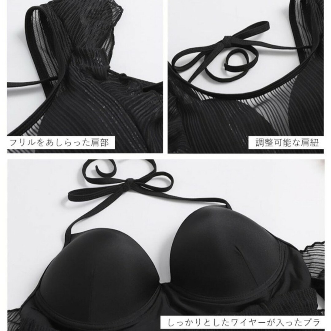 《新品》Bikinxフリルトップ バックレススタイル 体型カバー インナーパンツ レディースの水着/浴衣(水着)の商品写真