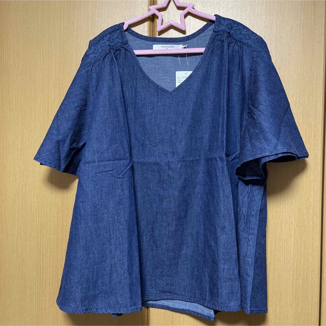 SM2(サマンサモスモス)のお値下げしました✨　SM2＊blue  デニム刺繍ブラウス レディースのトップス(シャツ/ブラウス(半袖/袖なし))の商品写真