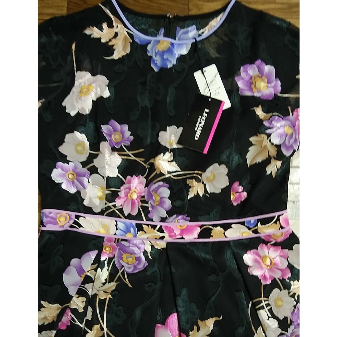 LEONARD - レオナールお花柄シフォンワンピース42サイズ新品未使用タグ