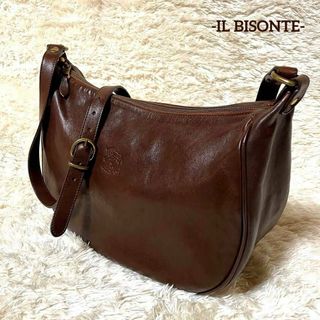 【IL BISONTE/極美品】ショルダーバッグ【三日月/エンボスロゴ