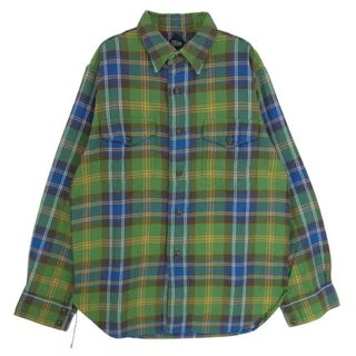 コロナ(コロナ)のCORONA コロナ 長袖 COTTON CHECK NEL コットン チェック ネル シャツ グリーン系 S【極上美品】【中古】(シャツ)