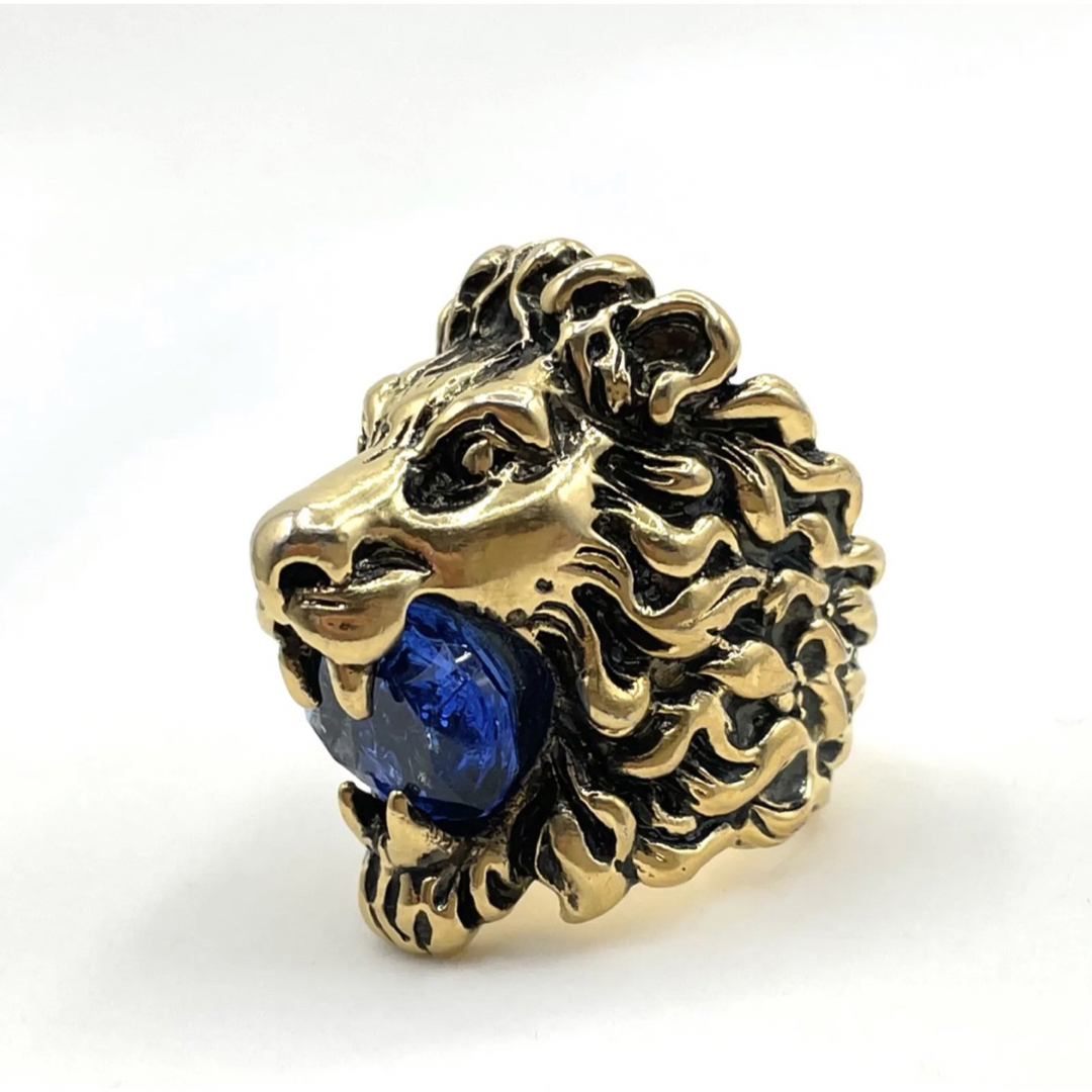 グッチ LION HEAD RING ライオンヘッド リング #10 クリスタル