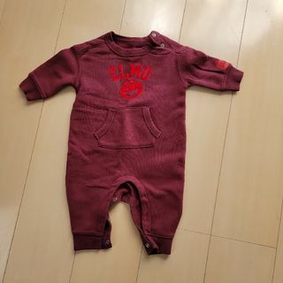 ベビーギャップ(babyGAP)のベビーGAP　セサミストリート　エルモ　裏起毛ロンパース　60cm　ワイン色(ロンパース)