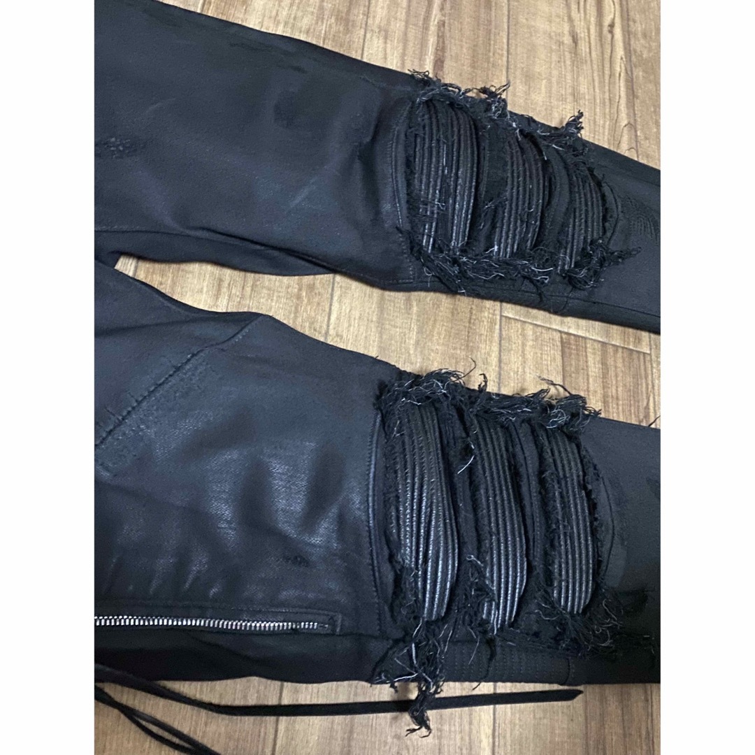 AMIRI アミリ 旧MX2 レザー パッチ コーティング デニム パンツ