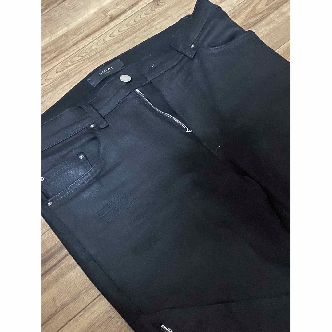 AMIRI アミリ 旧MX2 レザー パッチ コーティング デニム パンツ