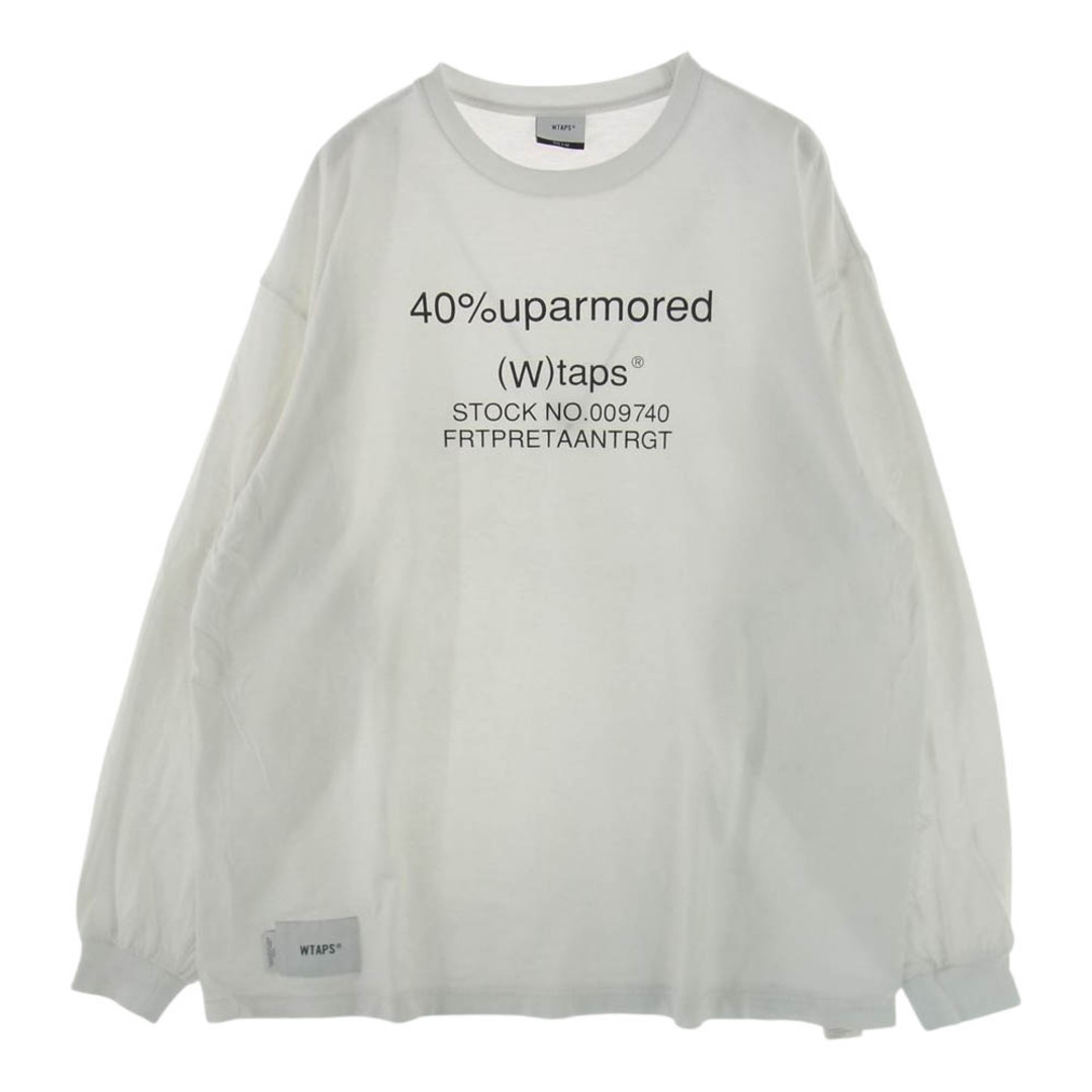 WTAPS ダブルタップス カットソー 22SS × 40PCT UPARMORED L/S TEE ロゴ プリント ロンT ロング スリーブ Tシャツ カットソー ホワイト系 02