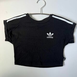 アディダス(adidas)のadidas アディダス　Tシャツ　XS  半袖　ブラック　スリーストライプス(Tシャツ/カットソー)