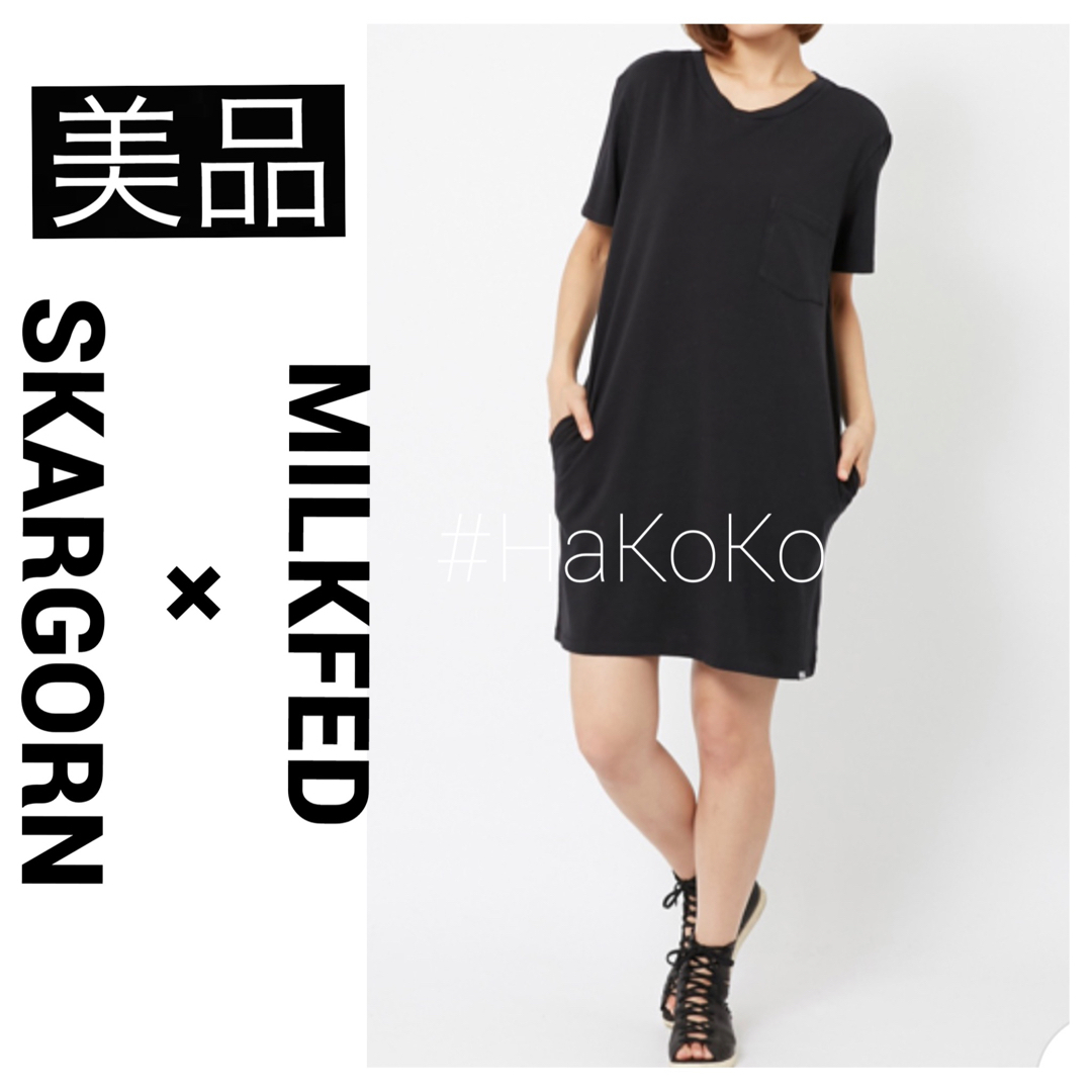 MILKFED.(ミルクフェド)の◆美品　ミルクフェド スカルゴーン コラボ 別注 Tシャツ ワンピース ブラック レディースのワンピース(ひざ丈ワンピース)の商品写真