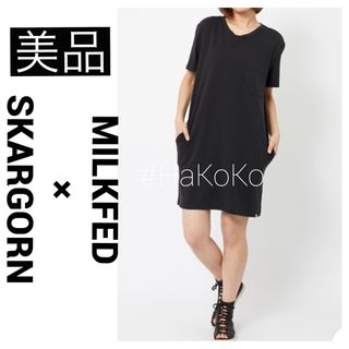 ミルクフェド(MILKFED.)の◆美品　ミルクフェド スカルゴーン コラボ 別注 Tシャツ ワンピース ブラック(ひざ丈ワンピース)